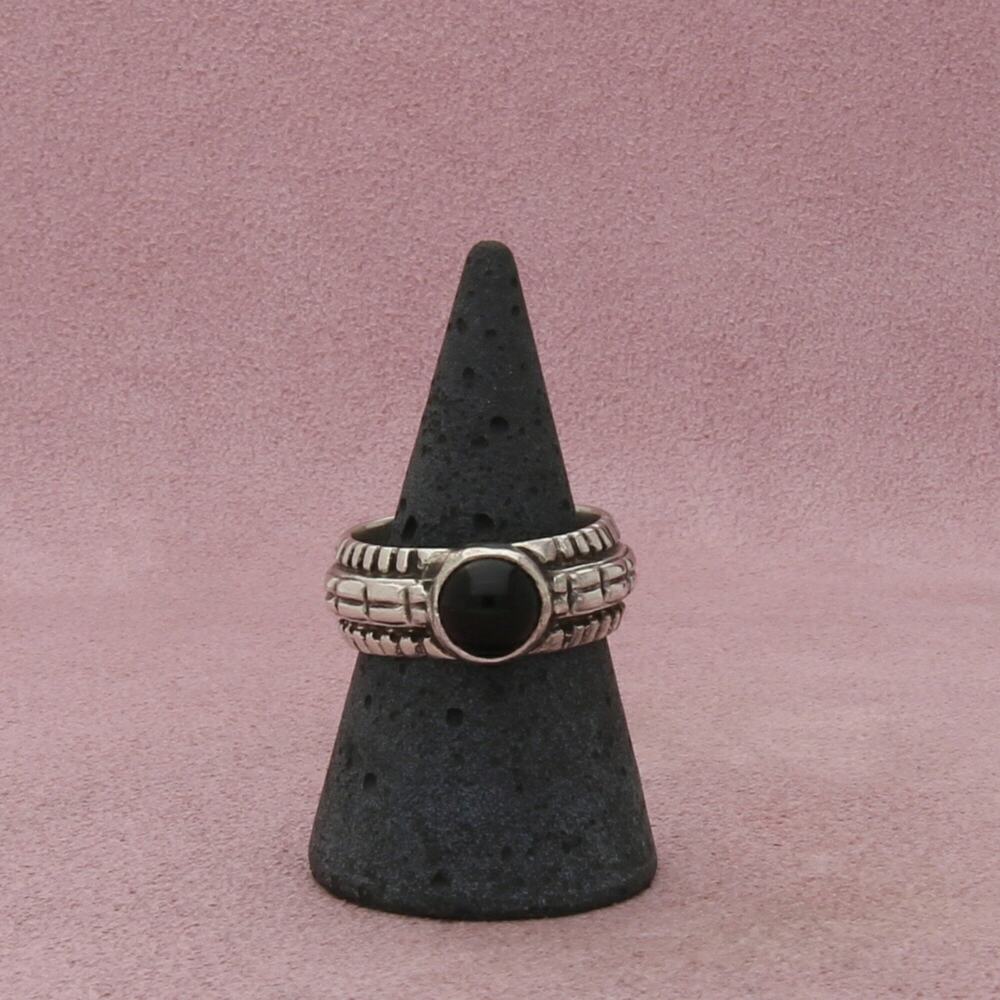 sterling silver vintage 9mm black onxy band ring size 9